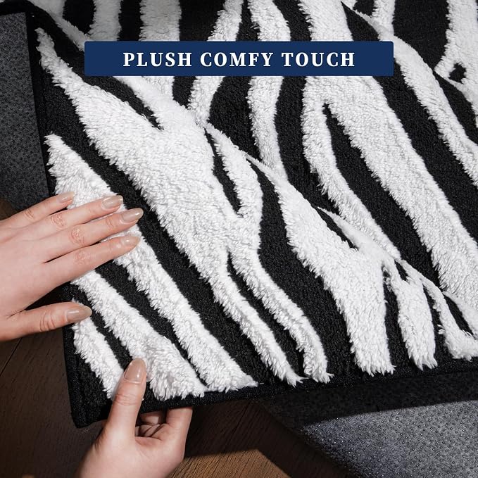 YIHOUSE 8x10 Ft Zebra Area Rugs, Abstract Modern Washable Black and White Striped Rug, Nonslip Non-Shedding Soft Carpet for Living Room Dining Room Office Playroom Home Decor