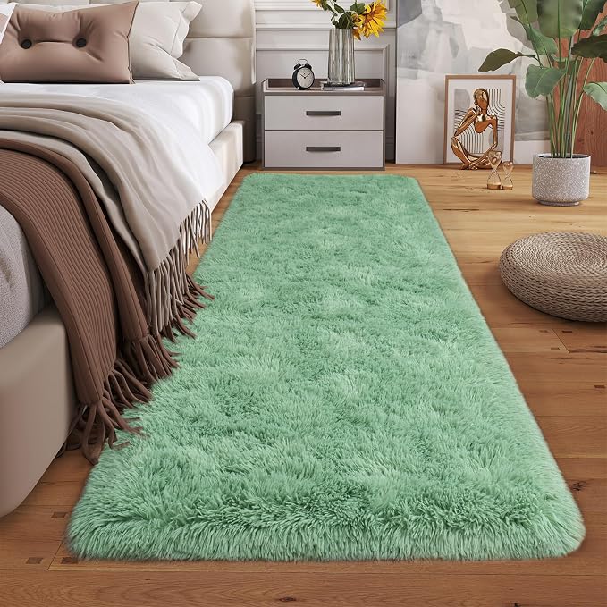 Dssimo Super Soft Runner Rugs for Hallway 2x6 Sage Green Rug, | Soft Fluffy Shag Non-Slip Carpet for Kids,Girls Boys and Teens Decorations for Living Room Dorm Nursery Classroom