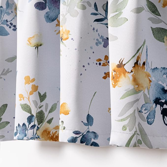 MYSKY HOME 2 Pack Blackout Window Valance, 18 Inches Long Kitchen Window Curtains Over Sink Rod Pocket Pattern Valance for Bathroom Bedroom Living Room, Yellow & Grey