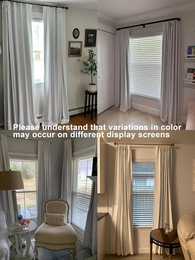Vision Home White Pinch Pleated Full Blackout Curtains 60 inch Wide Thermal Insulated Window Panels 102 inch for Bedroom Living Room Darkening Pinch Pleat Drapes with Hooks Back Tab 60" Wx102 Lx1