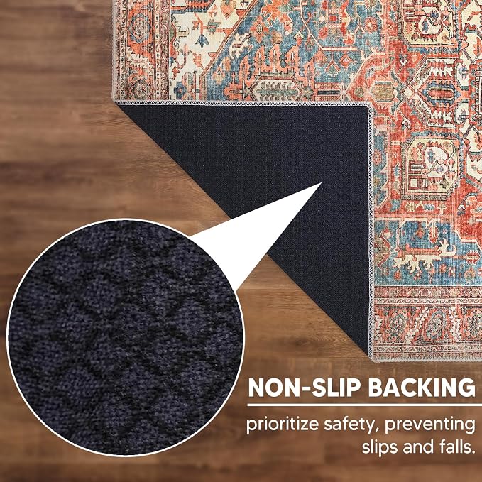 Keen Home Design 30"x120" Rug - Machine Washable Runner with Non-Slip Backing, Ideal for Hallway, Entryway, Kitchen, Laundry Room - Vintage, Easy Clean, Durable, Low Pile Rug - (2'6" x 10')