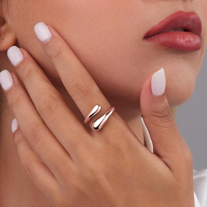 Non Tarnish Gold Chunky Rings for Women, 14K Gold Plated Statement Dome Rings Stacking Silver, Adjustable Mens Eternity Wedding Band Mixed Metal Jewelry Size 3-13