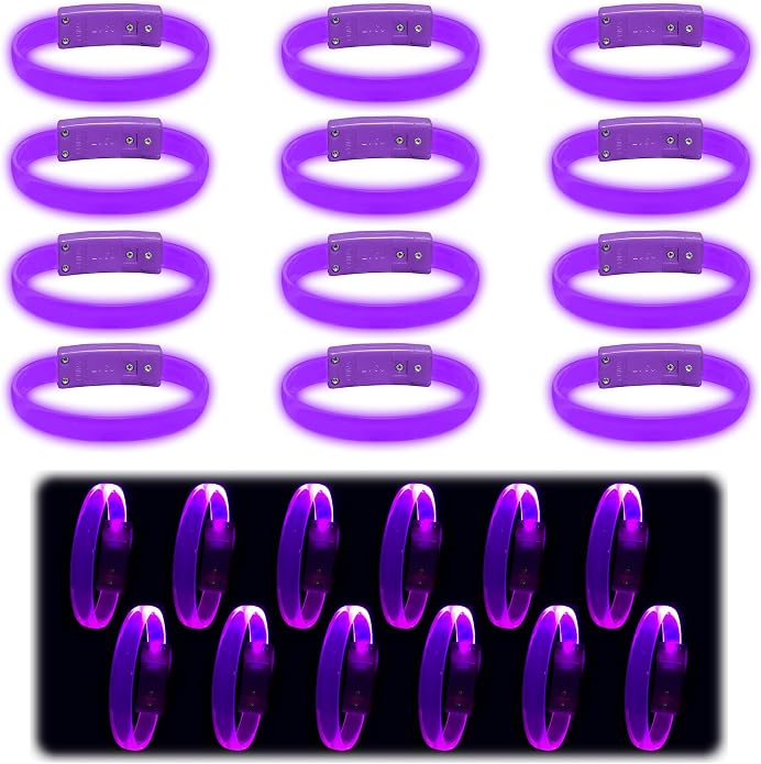 12 Magic Band Pack | Glow in The Dark | Flashing Light up for Concerts | Running Lights for Runners | Glow in The Dark Bracelets | Led Bracelet