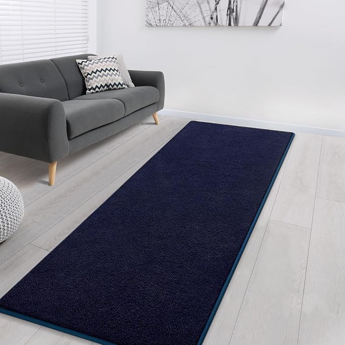 Gifeas Ultra Soft Modern Runner Rugs for Living Room Bedroom, 2x6 Feet Navy Blue Thickened Memory Foam Indoor Solid Minimalist Carpets, Non-Slip Comfy Area Rug for Boys Girls Nursery Room Home Decor
