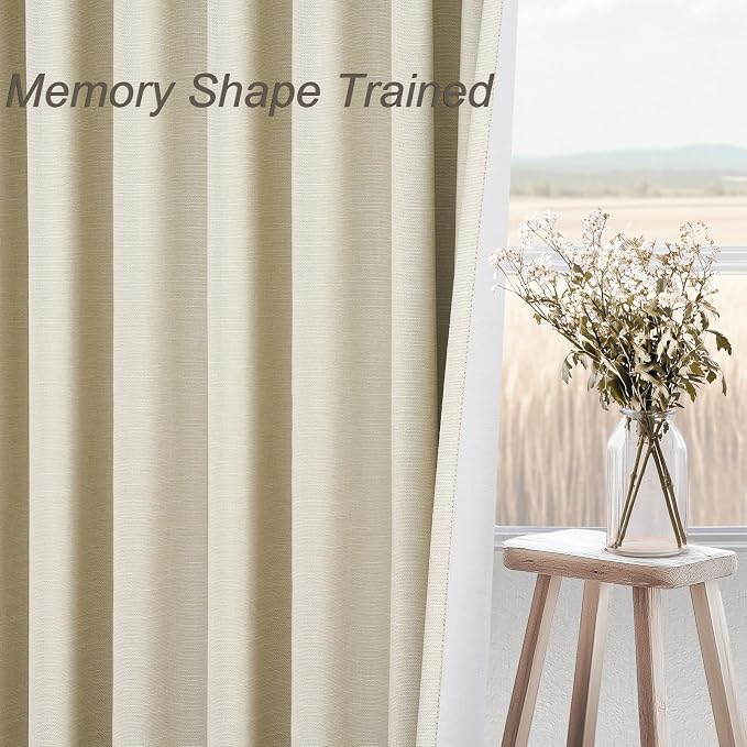 Topfinel 78 Inch Long Curtains for Sliding Door Closet Doors 100% Blackout Curtains for Living Room Bedroom Back Tab Pleated Heat Blocking Insulated Drapes Heat Cream White (W52 x L78) 2 Panels