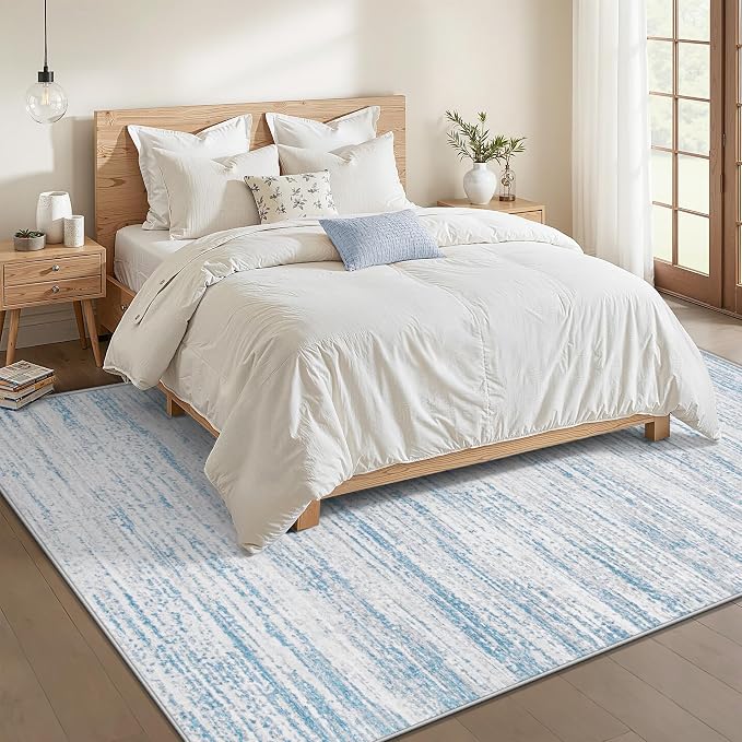 Area Rug 6x9 Living Room Rugs: Washable Modern Rug Non-Slip Soft Rugs Stain Resistant Printed Rug Indoor Carpet for Bedroom Kitchen Dining Room Nursery Home(Blue, 6'x9')
