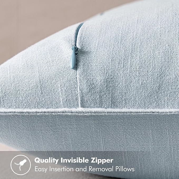 MIULEE Decorative Linen Euro Sham Pillow Covers 28x28 Inch Light Blue | Boho Farmhouse Neutral Couch Throw Pillows for Bed, Pack of 2 Accent Coastal Modern Pillowcases, Sofa Livingroom Home Decor