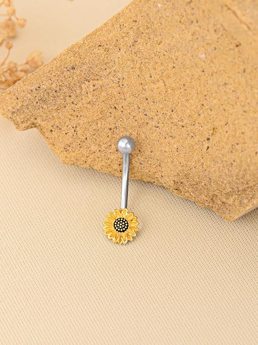 Sterling Silver 14G Belly Button Rings Cross/Cat/Butterfly/Cow/Skull/Birthstone Heart Navel Rings 16mm Body Piercing Jewelry for Women
