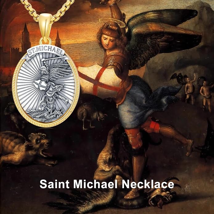 LEECCl Men's Necklaces 925 Sterling Silver Thors Hammer/Cross of Thorns/Bible/St. Michael Gothic pendant Religious Jewelry for Men Father