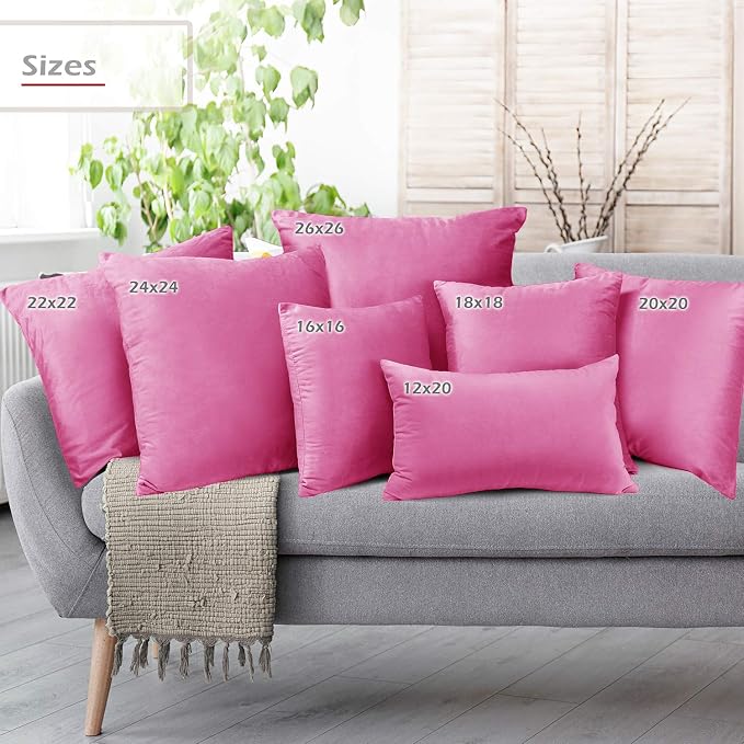 Nestl Throw Pillow Covers, Cozy Velvet Decorative Pillow Covers 12x20 Inches, Soft Solid Couch Pillow Covers for Sofa, Bed and Car, Set of 4 - Light Pink