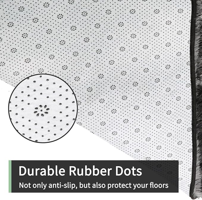 Sour Lemon 8x10 Area Rugs for Bedroom Living Room, Large Fluffy Shag Grey | Shaggy Carpet,Soft Plush Furry Bedside Rugs,Anti Slip,Washable Area Modern Rugs Floor Mat for Kids Girls Boys Living Room