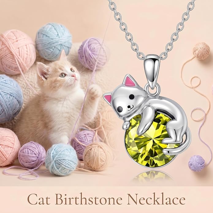 PELOVNY Teddy Bear Necklace for Women 925 Sterling Silver Bear/Highland Cow/Fox/Cat/Axolotl Birthstone Necklace Christmas Birthday Jewelry Gifts for Mom Daughter Wife Sister