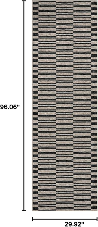 Lahome Striped Easy Jute Kitchen Runner Rug, 2x8 Washable Outdoor Rugs | Black Non Slip Indoor Entryway Runners, Modern Farmhouse Neutral Non Shedding Carpet for Hallway Porch Foyer Laundry Room