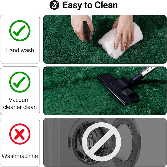 qulint Dark Green Rug for Bedroom, 2x3 Fluffy Area Rug for Living Room | Shag Fuzzy Small Carpet for Kid Room, Plush Shaggy Modern Rug for Boys and Girls Dorm Classroom Christmas Home Decor