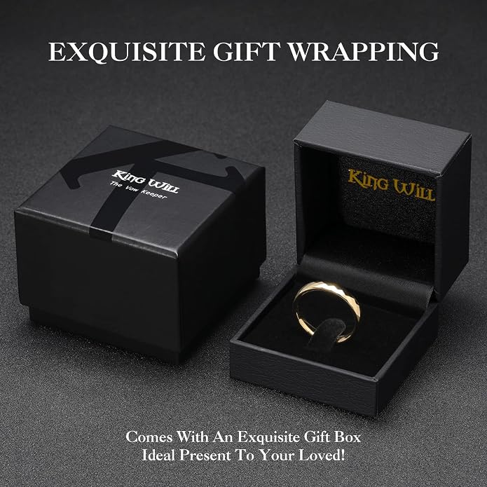King Will Tungsten Carbide Wedding Ring for Men Women Promise Ring for Couple 2mm/4mm/6mm Black/Silver/Gold/Rose Gold Multi-faceted Shining Luster High Polished Wedding Band Comfort Fit