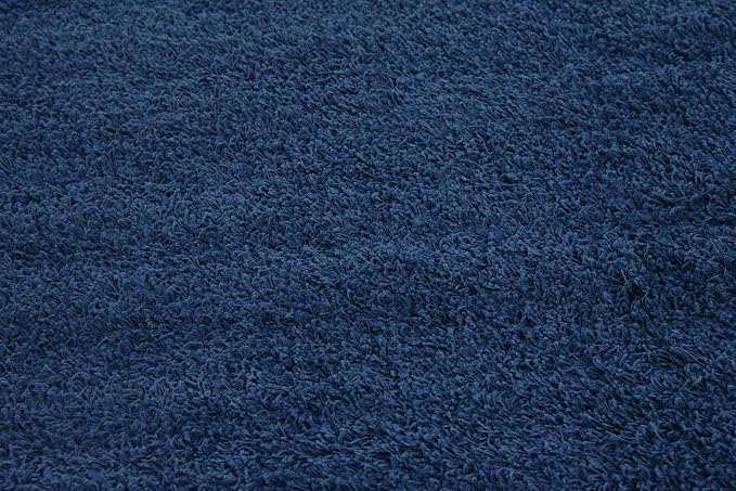 Unique Loom Solid Shag Collection Area Rug (8' 2" Square, Sapphire Blue/ Navy Blue)