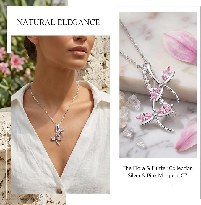 PRAYMOS Dragonfly Gifts 925 Sterling Silver Dragonfly Necklace for Women Dreamy Dragon fly Pendant Dragonflies Jewelry Birthday Gift 18+2" Adjustable Chain