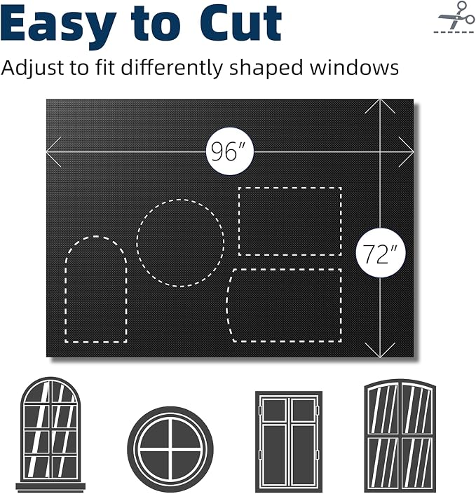 NIGHTON Portable Blackout Curtains 96"×72", Strong Hook and Loop Tape Strips with Adhesive, Cuttable Blackout Window Cover, 100% Black Out Material Blinds for Baby Nursery or Travel - Black