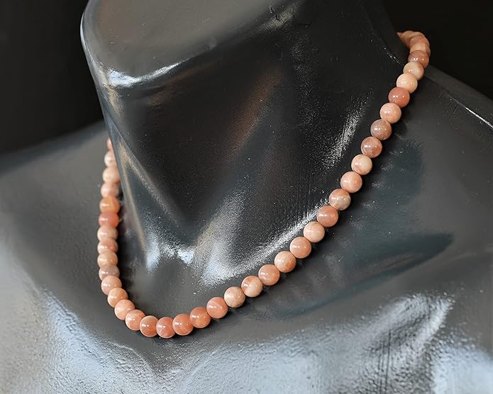 Natural Gemstone Beaded Choker Necklace | 8mm Handmade Adjustable Jewelry for Men & Women | Chakra Balancing Crystal Necklace | Spiritual Gift | Macrame Cord with Extender