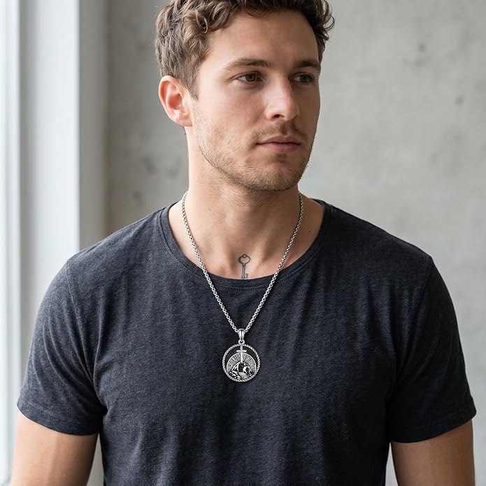 Lion/Anchor/Yggdrasil/Empty Tomb Pendant Necklace Stainless Steel 22+2 Chain Jewelry For Men Father Women Unisex