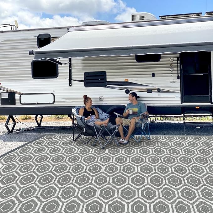 fifame Outdoor Camping Rugs, 10x20 Outdoor Rug Patios Clearance Plastic Straw Rug Weatherproof Reversible Mats, Large Floor Mat for Outdoors, RV, Patio, Backyard, Deck, Picnic, Beach, Trailer, Camping