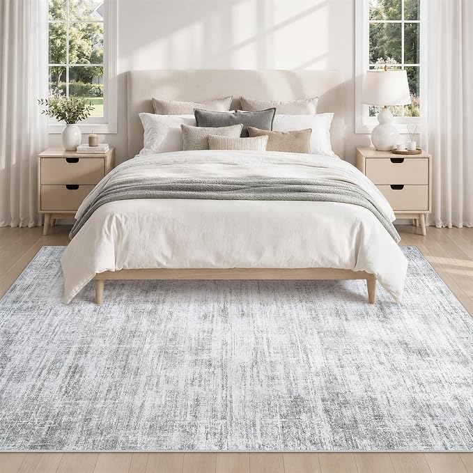 5x7 Area Rugs for Living Room Washable Rugs Neutral Abstract Large Rug Soft Modern Carpet Non-Slip Stain Resistant Low Pile Rug for Bedroom Dining Room Nursery Home Office Under Table Area Rug Grey