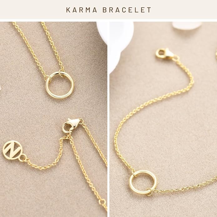 NOKMIT Solid 925 Sterling Silver Bracelets for Women, Dainty Interlocking Circles Cubic Zirconia Adjustable Chain Bracelet, Trendy Stackable Link Bracelets, Simple Cute Jewelry Gifts