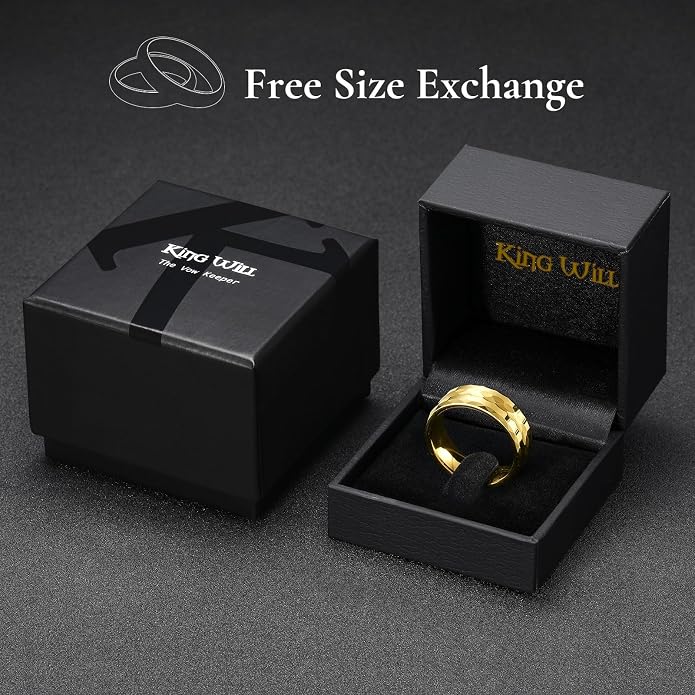 King Will Hammered 8mm Silver Tungsten Ring Hammer Men Wedding Band Comfort Fit