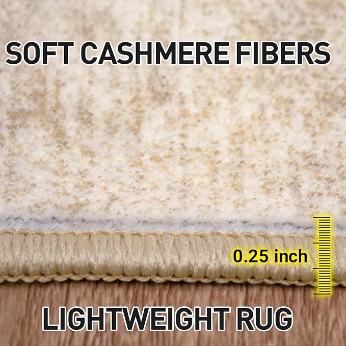 6x9 Area Rugs Washable Rug: Large Modern Abstract Living Room Rug Soft Anti-Skid Thin Carpet Indoor Floor Non-Shedding Carpets for Bedroom Dining Room Farmhouse Nursery Home Office Beige