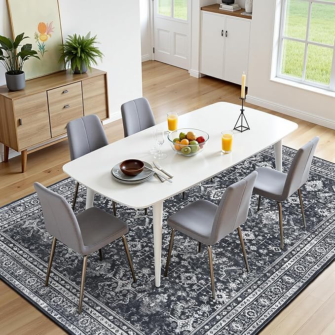 Lofus 5x7 Area Rug for Living Room,Black Washable Area Rugs with Non-Slip Backing,Soft Boho Carpets for Bedroom Dining Room Home Office Indoor Nursery