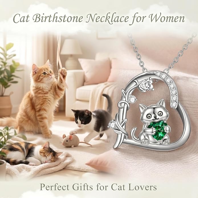 PELOVNY Teddy Bear Necklace for Women 925 Sterling Silver Bear/Highland Cow/Fox/Cat/Axolotl Birthstone Necklace Christmas Birthday Jewelry Gifts for Mom Daughter Wife Sister