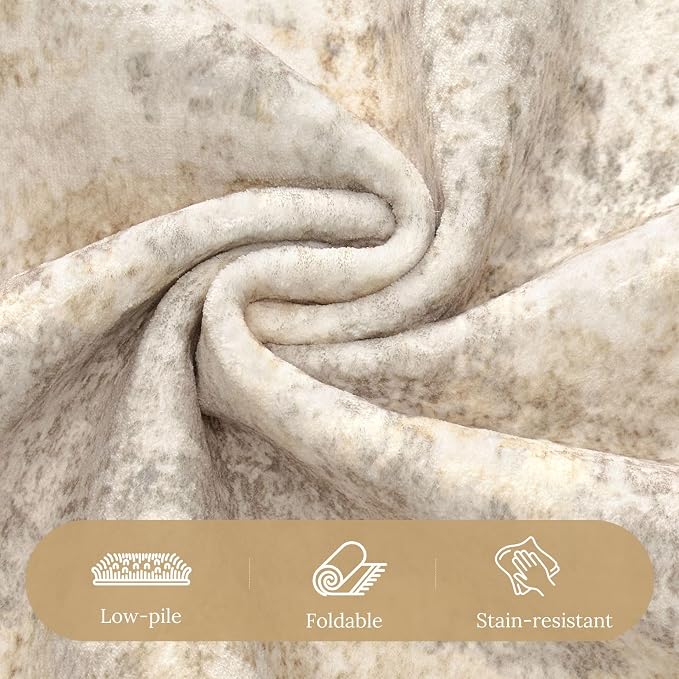 cotiled Washable Area Rug 10x12, Non-Slip Soft Neutral Rug for Living Room | Modern Abstract Carpet, Stain Resistant and Kid & Pet Friendly, Ideal For Bedroom, Dining Room, Nursery, Home Office - Beige