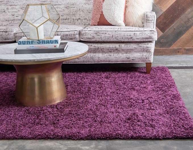 Unique Loom Solid Shag Collection Area Rug (2' x 3' 1" Rectangle, Eggplant Purple)