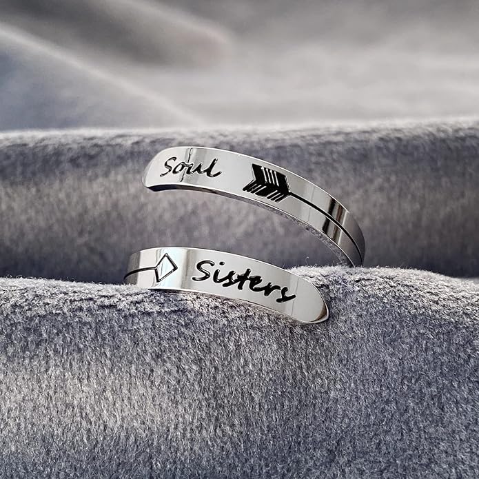 Vrycot Adjustable silvery Inspirational Stainless Steel Adjustable Bands Cool Stacking Opening Gift for Women Statement