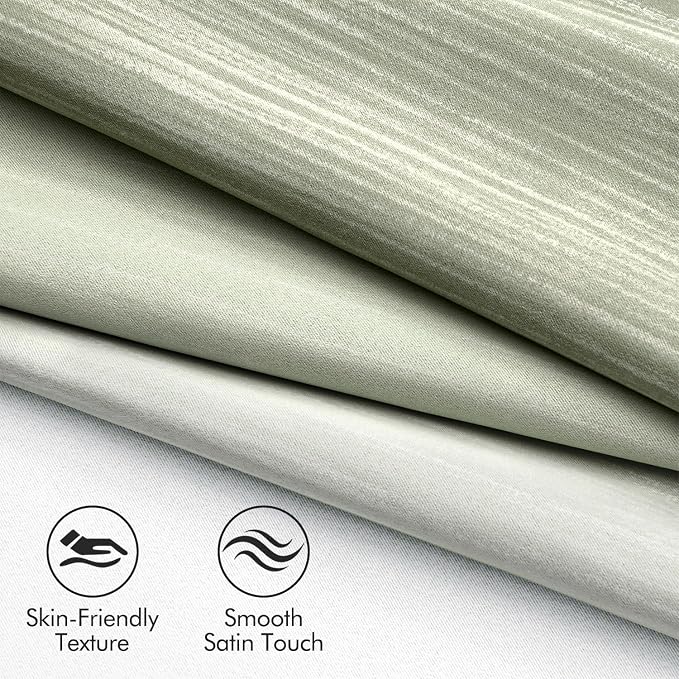 MIULEE Sage Green and Greyish White Ombre Blackout Curtains, Full Room Darkening Thermal Insulated 54 Inches Long Drapes for Bedroom/Living Room Grommet Window Treatments Modern 52Wx54L, Set of 2