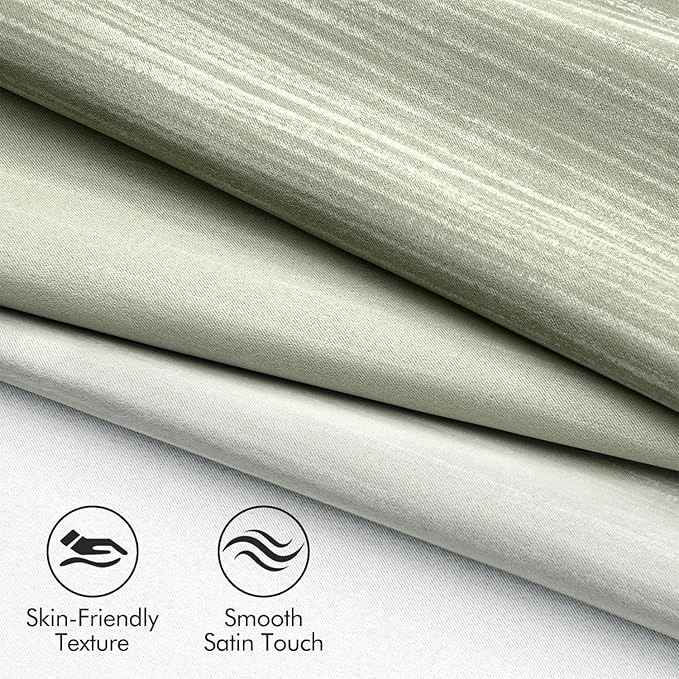 MIULEE Sage Green and Greyish White Ombre Blackout Curtains, Full Room Darkening Thermal Insulated 96 Inches Long Drapes for Bedroom/Living Room Grommet Window Treatments Modern 52Wx96L, Set of 2