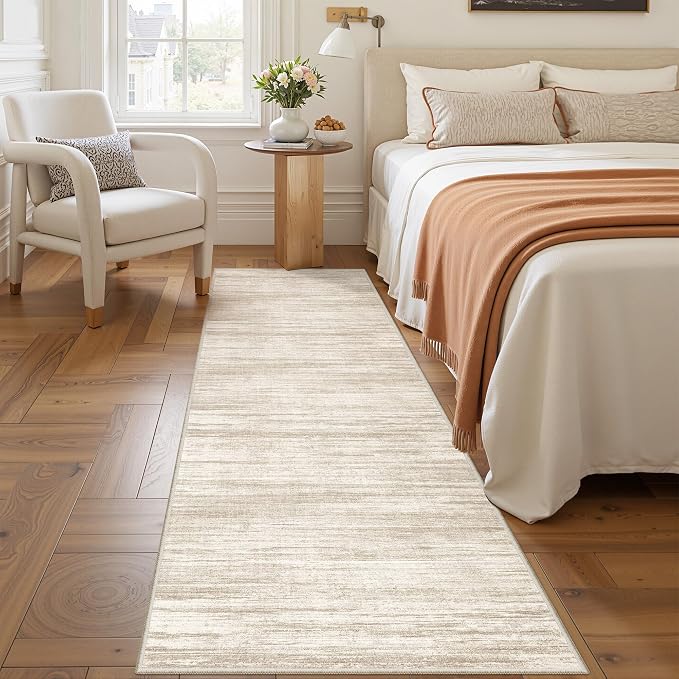 2x8 Runner Rug Non Slip,Washable Hallway Runner Rug,Brown | Neutral Rugs for Kitchen,Entryway,Bedroom,Bathroom,Nursery Room,Thin,Soft Runner Rug,Stain Resistant Indoor Carpet
