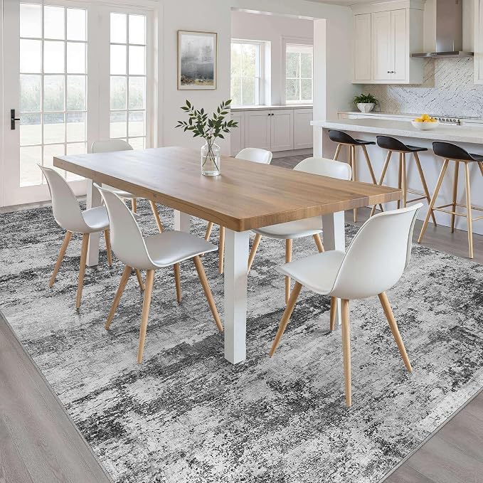 6x8 Area Rug Living Room: Washable Large Abstract Neutral Modern Soft Rug Stain Resistant Indoor Floor Non-Slip Accent Carpet for Bedroom Nursery Playroom Dining Room Office Dorm Home House Decor