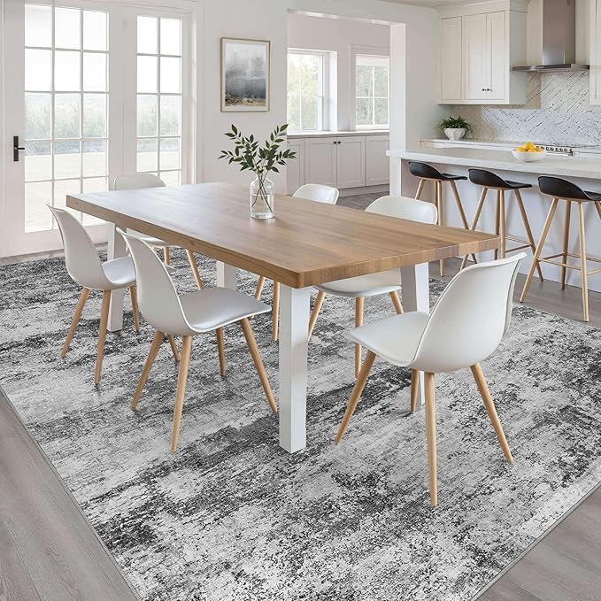 7X9 Area Rug Living Room: Washable Large Abstract Neutral Modern Soft Rugs Stain Resistant Indoor Floor Non-Slip Accent Carpet for Bedroom Nursery Playroom Dining Room Office Dorm Home House Decor