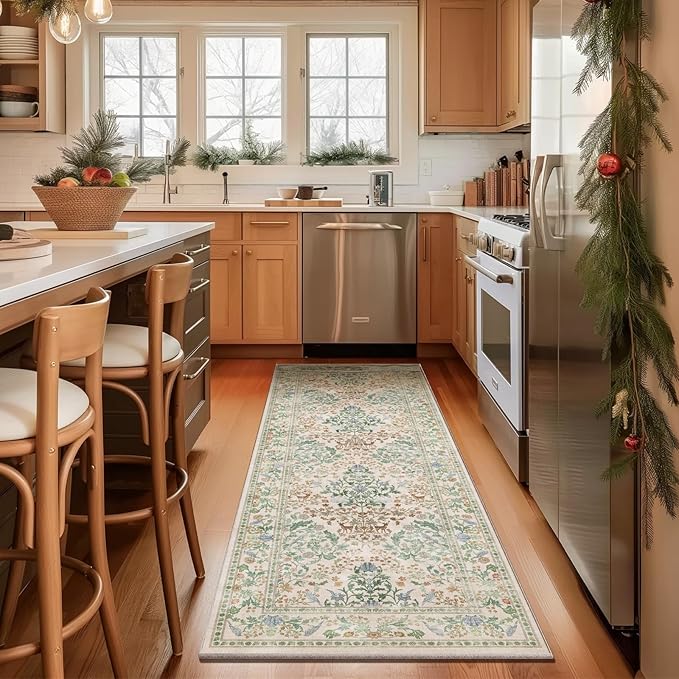 Washable Runners for Hallways Kitchen Rugs: 2'6"x8' Kitchen Runner Stain Resistant Non Slip Low Pile Soft Carpet Runner Rug for Entryway Indoor Hallway Bedroom Beside Bathroom Laundry Room