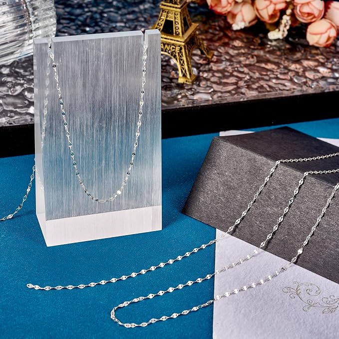 Elecrelive 2mm Sterling Silver Dapped Chains 3.28 Feet Silver Cable Link Chains Permanent Jewelry for Men Women Necklace Bracelet DIY Making