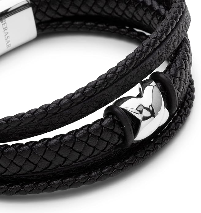 SERASAR Premium Leather Bracelet Men | Stainless Steel Magnetic Clasp | Three Colors | Jewelry Box Included