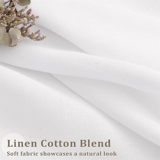 Ivory Linen Sheer Pleated Curtains 84 Inches Long 100 Inch Wide | Light Filtering Semi Sheer, Cream Drapes, for Living Dining Room Patio Sliding Door, Boho, Extra Wide, 100 x 84 Curtain