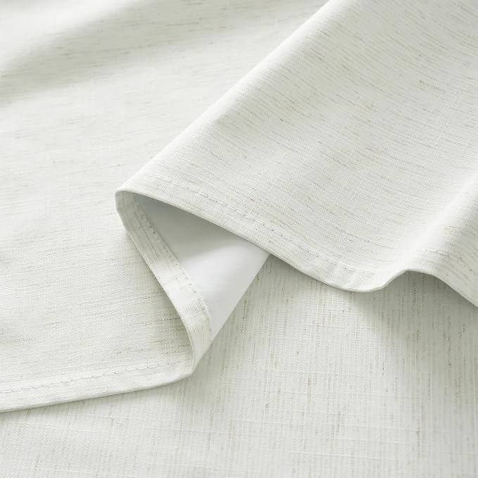 RYB HOME Ivory White 100% Blackout Curtains for Bedroom, Linen Drapes Back Tab&Rod Pocket, Thermal Insulated Privacy Assurd Curtains for Sliding Glass Doors/Dining/Living Room, W52 x L108, 2 Panels