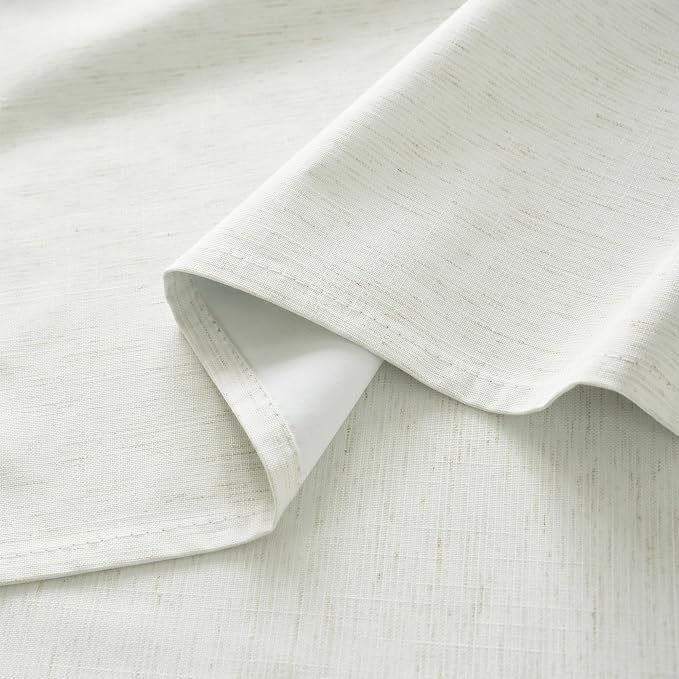 RYB HOME Ivory White 100% Blackout Curtains for Bedroom, Linen Drapes Back Tab&Rod Pocket, Thermal Insulated Privacy Assurd Curtains for Sliding Glass Doors/Dining/Living Room, W52 x L96, 2 Panels
