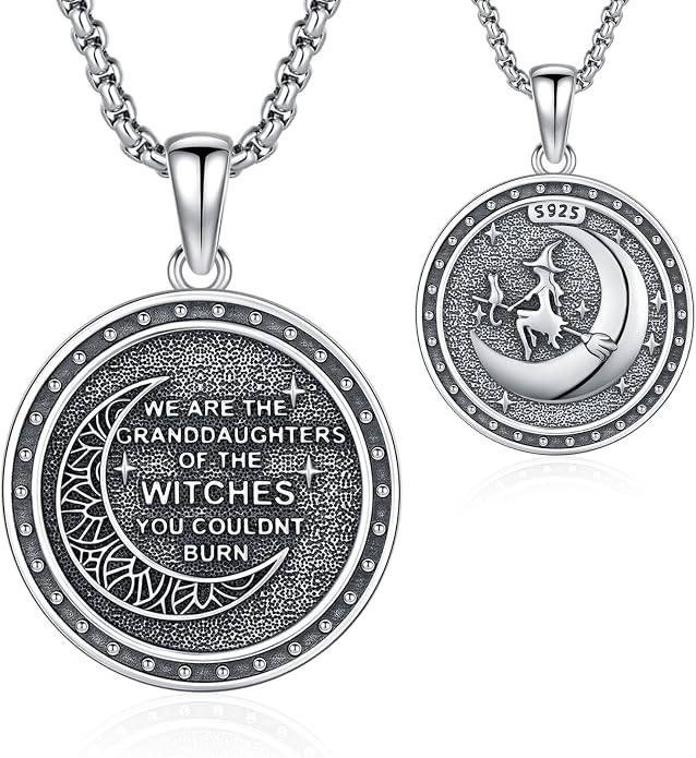 Hecate Wiccan Triple Moon Goddess Necklace Tetragrammaton Nudo De Bruja Plata 925 Original Sterling Silver Cat Moon Pendant Hekate Witch Necklace Amulet Witchy Jewelry Gifts for Women Men