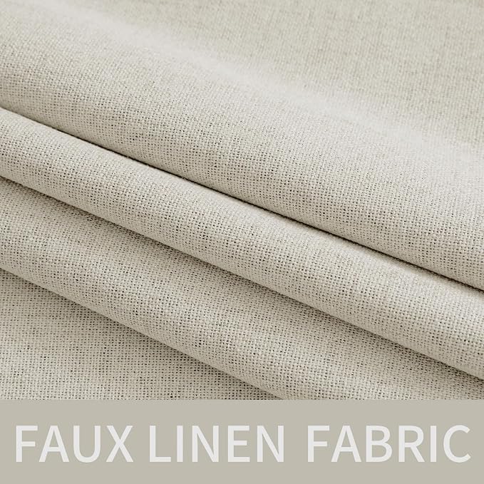 MIULEE Linen Texture 90 Inches Curtains for Bedroom Light Cream 100% Blackout Thermal Insulated Linen Curtains Grommet Room Darkening Drapes for Living Room 52x90 Inch (2 Panels)