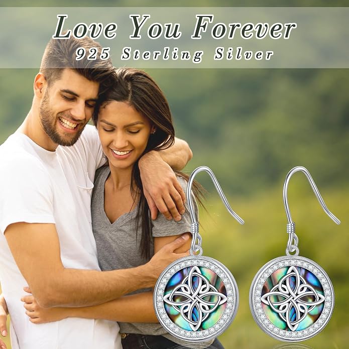 Abalone Shell Earrings for Women 925 Sterling Silver Witches Knot/Compass Lighthouse Jewelry Dangle Drop Earrings Jewelry Gifts for Women Men