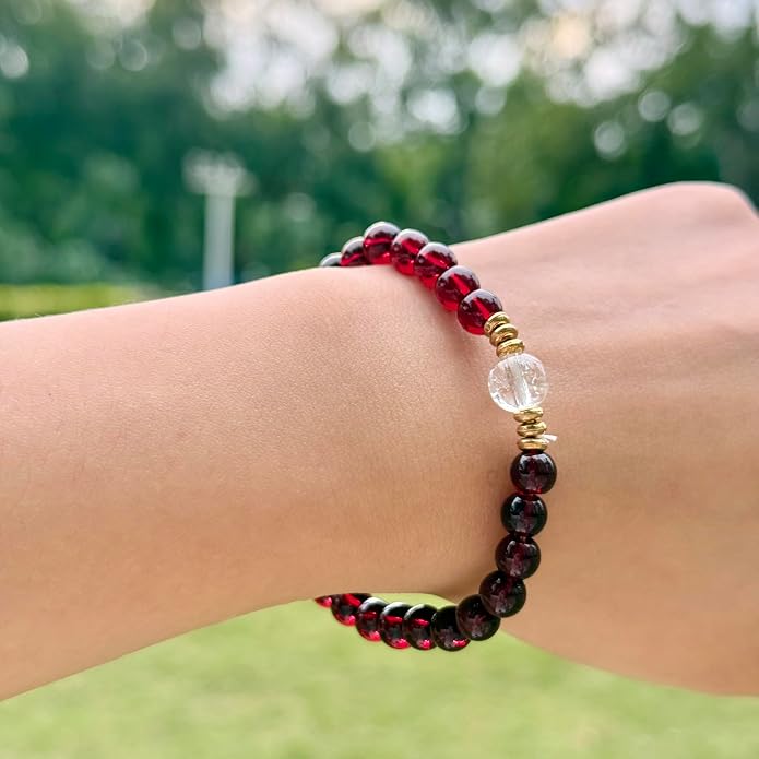 LINGYUAN Feng Shui Wealth and Luck Bracelet with Gold Foil Five Gods Amulet-Red Agate Cinnabar Gemstone Bracelet for Prosperity, Protection & Success, Lucky Charm Gift for Men & Women