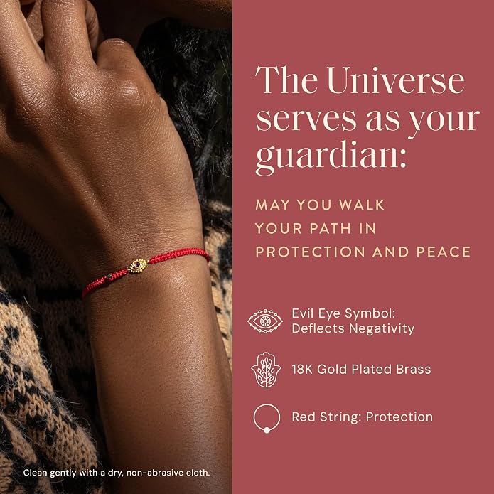 KARMA AND LUCK Powerful Protection, Red String Bracelet & Evil Eye Charm for Women with Genuine Gemstone, Size 5.5"-7.5”